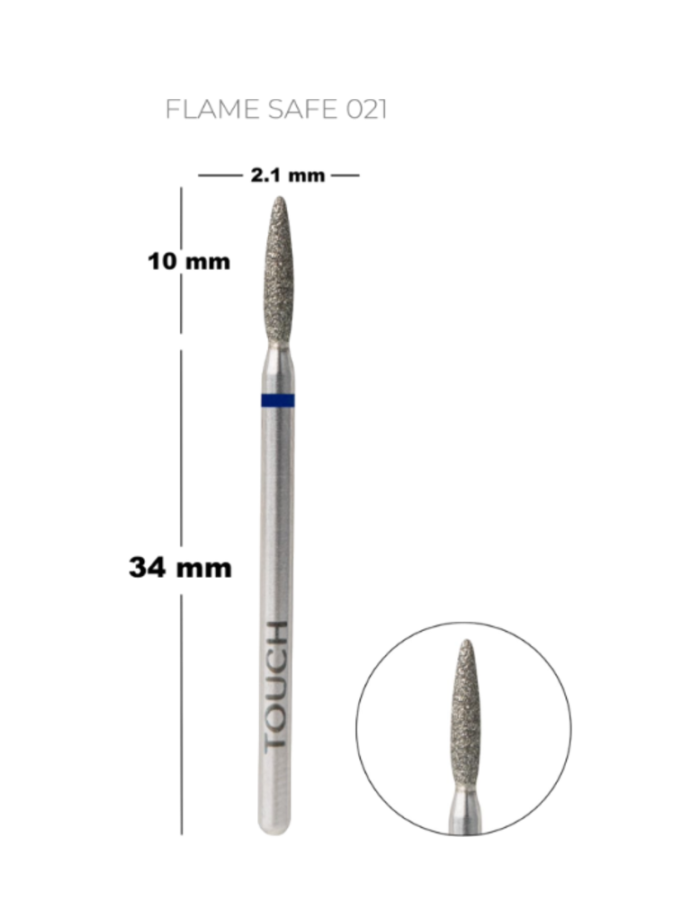 TOUCH diamond Flame nail drill bit rounded tip blue 021
