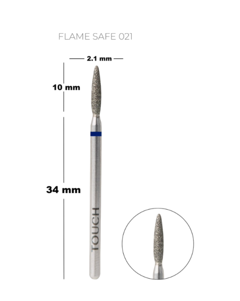 TOUCH diamond Flame nail drill bit rounded tip blue 021