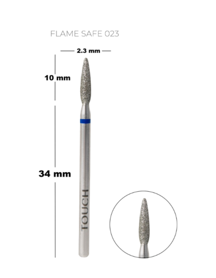 TOUCH diamond Flame nail drill bit rounded tip blue 023