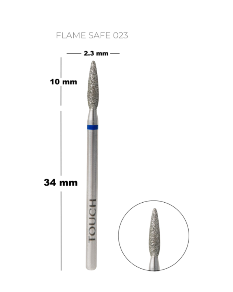 TOUCH diamond Flame nail drill bit rounded tip blue 023