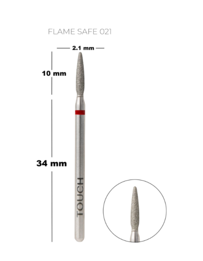 TOUCH diamond Flame nail drill bit rounded tip red 021