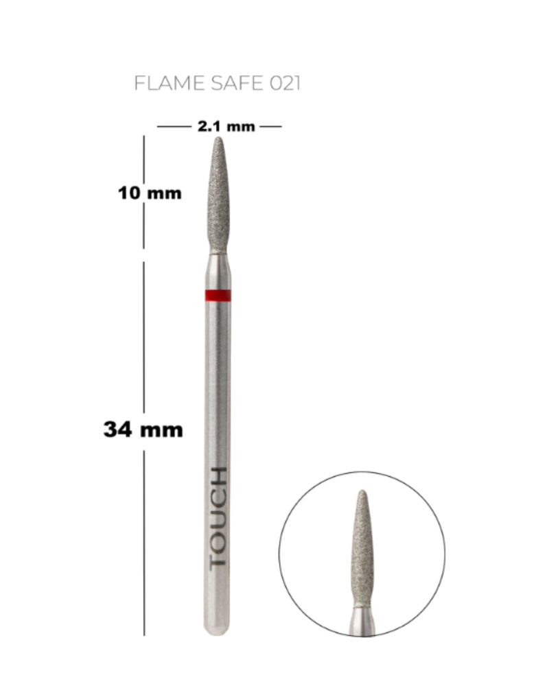 TOUCH diamond Flame nail drill bit rounded tip red 021
