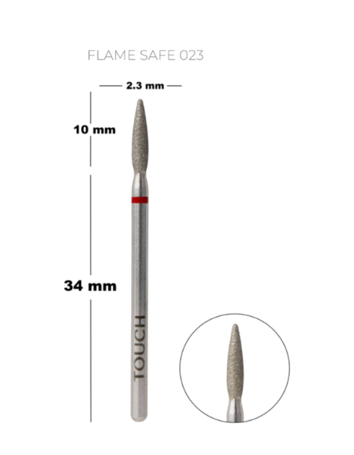 TOUCH diamond Flame nail drill bit rounded tip red 023