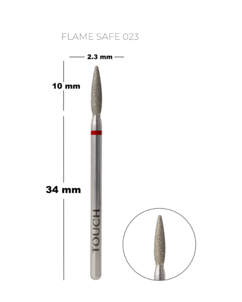 TOUCH diamond Flame nail drill bit rounded tip red 023